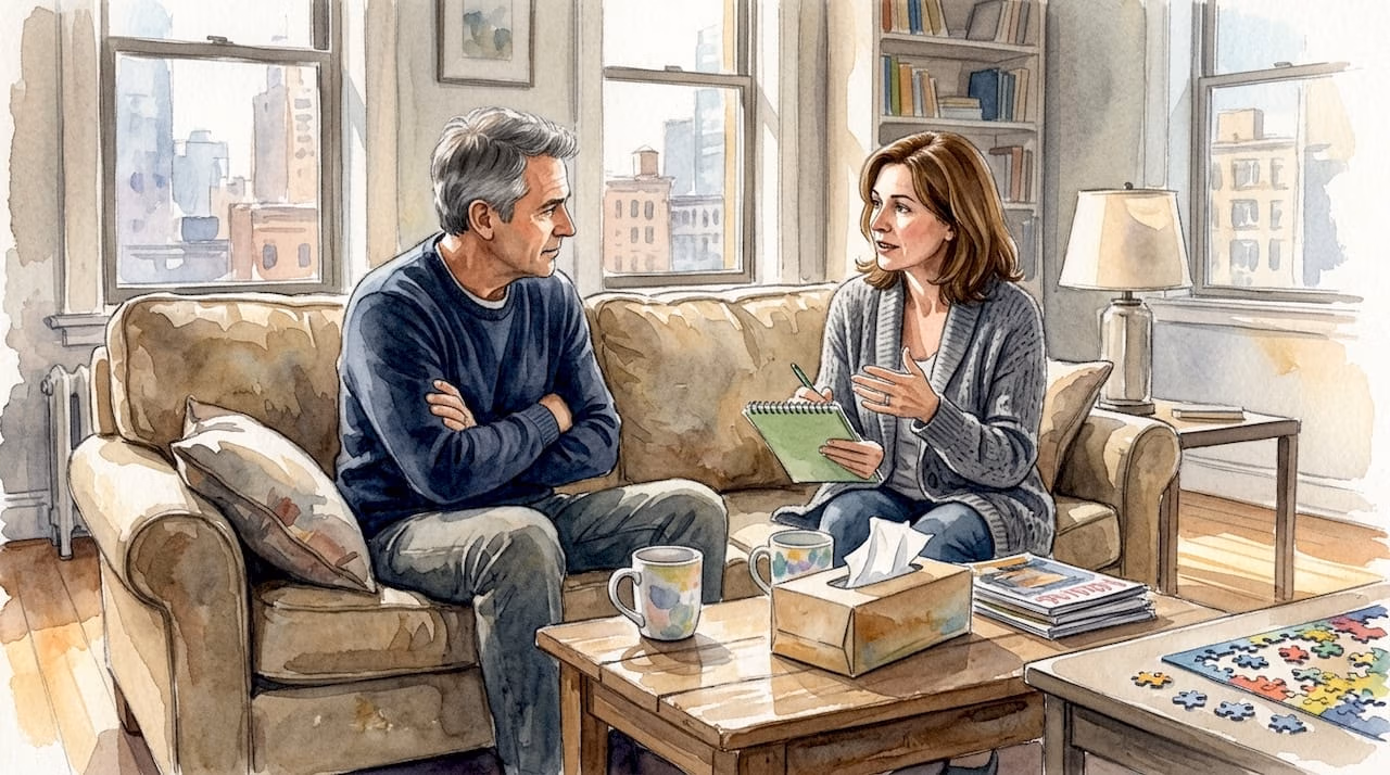 Rebuilding trust: what transparency after betrayal means 9 Couple having open conversation in bright living room