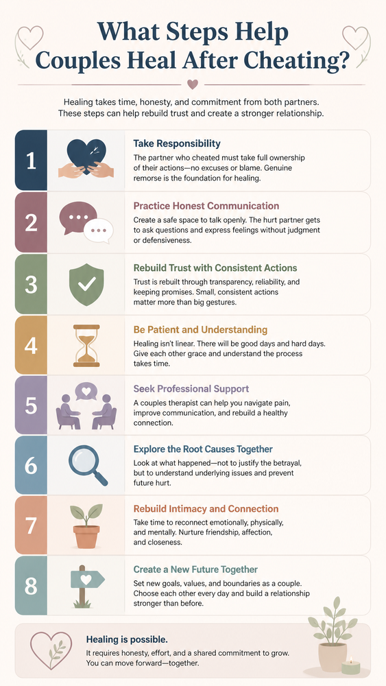 what steps help couples heal after cheating