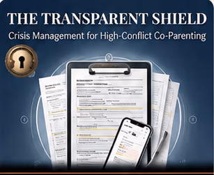 Illustration of a clipboard with documents and a smartphone, representing crisis documentation tools for co-parenting