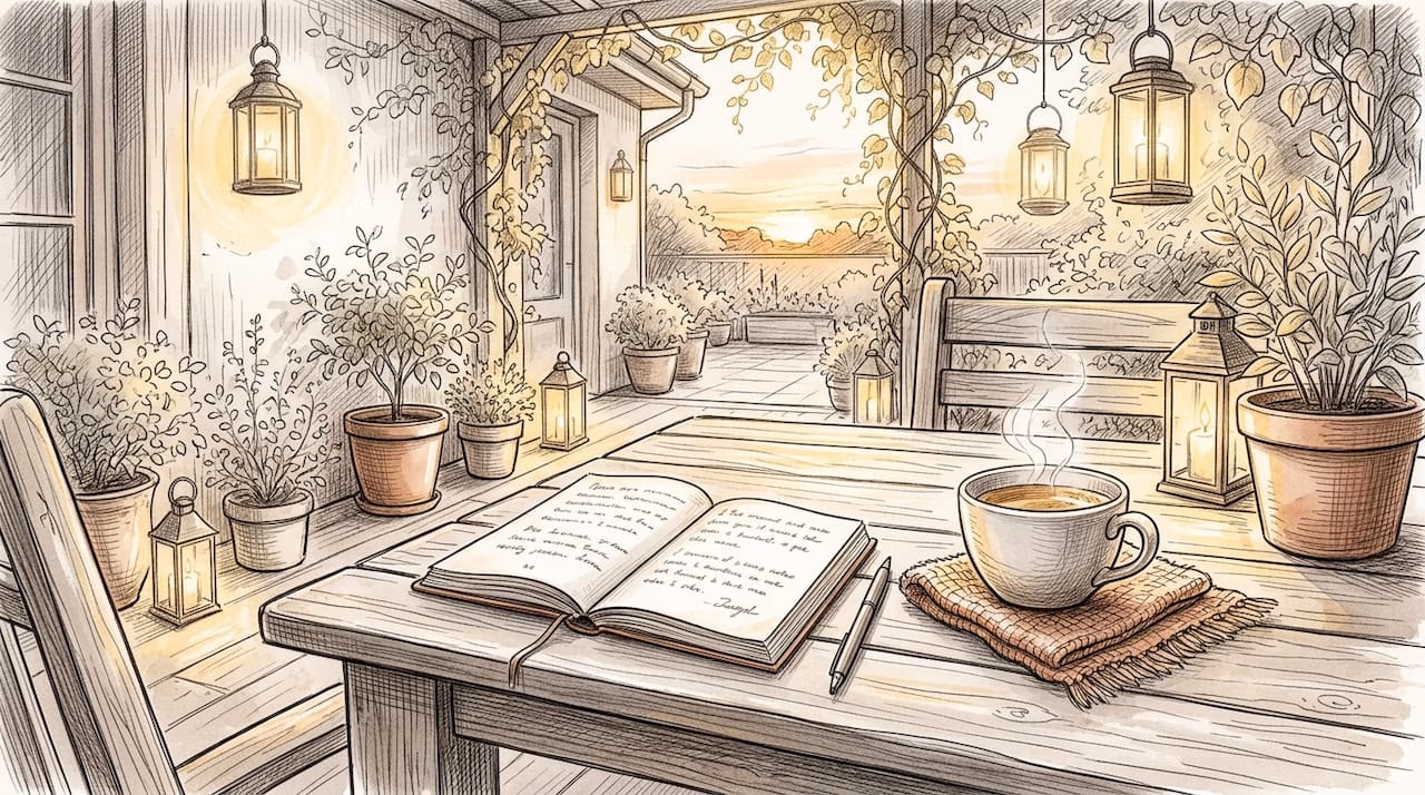 Pastel watercolor art of calming creative workspace