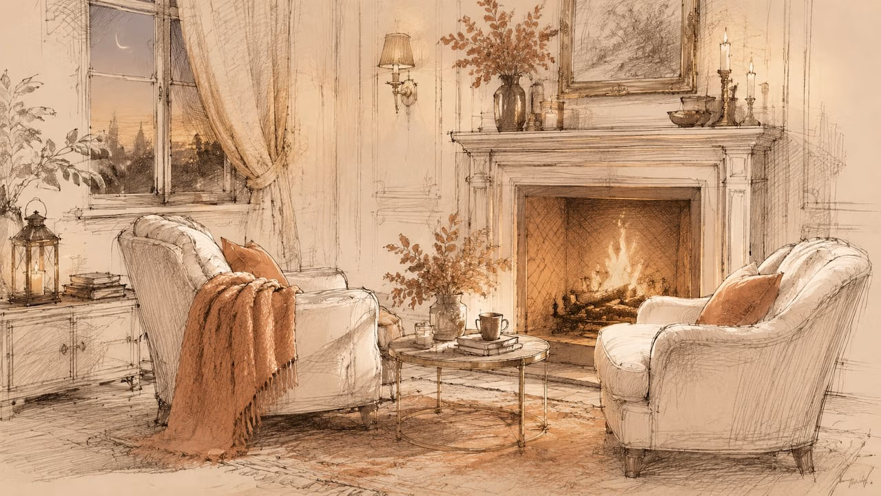 Watercolor style painting of bed with rumpled sheets