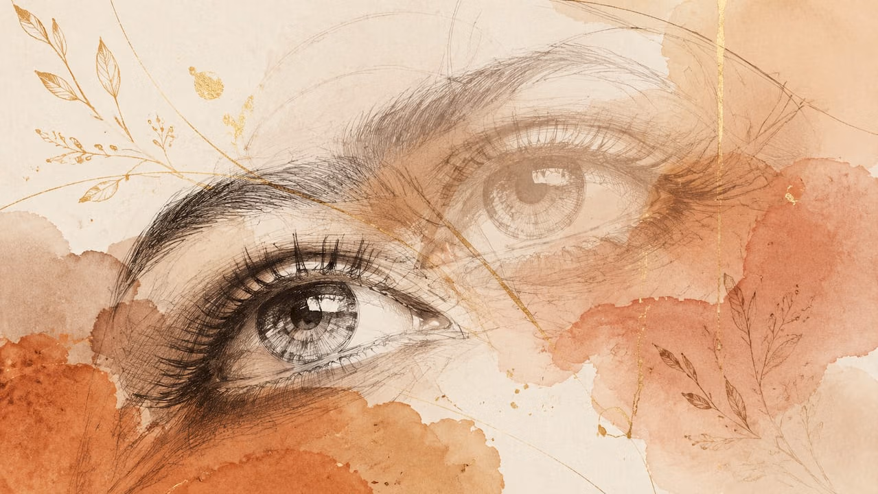 Abstract watercolor eyes symbolizing deception