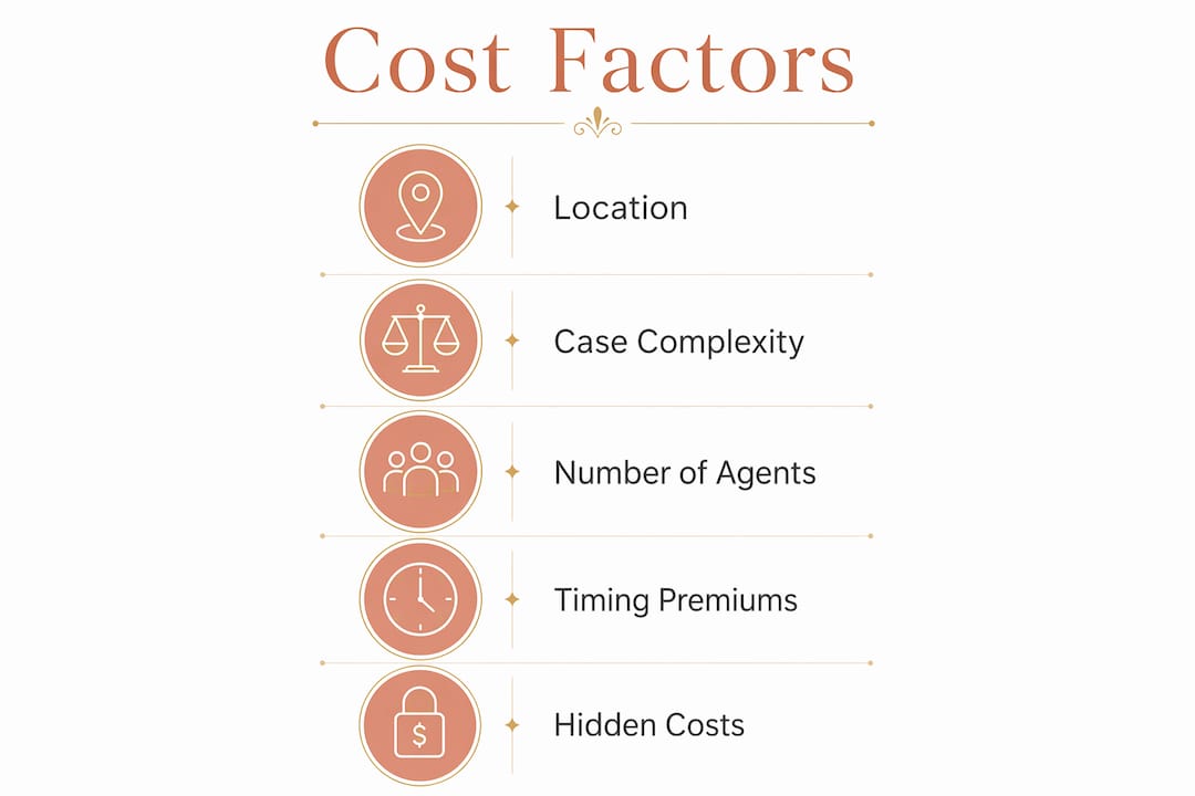 Infographic illustrating factors affecting investigator costs