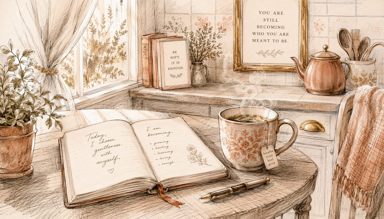 Pastel watercolor style recovery home office desk