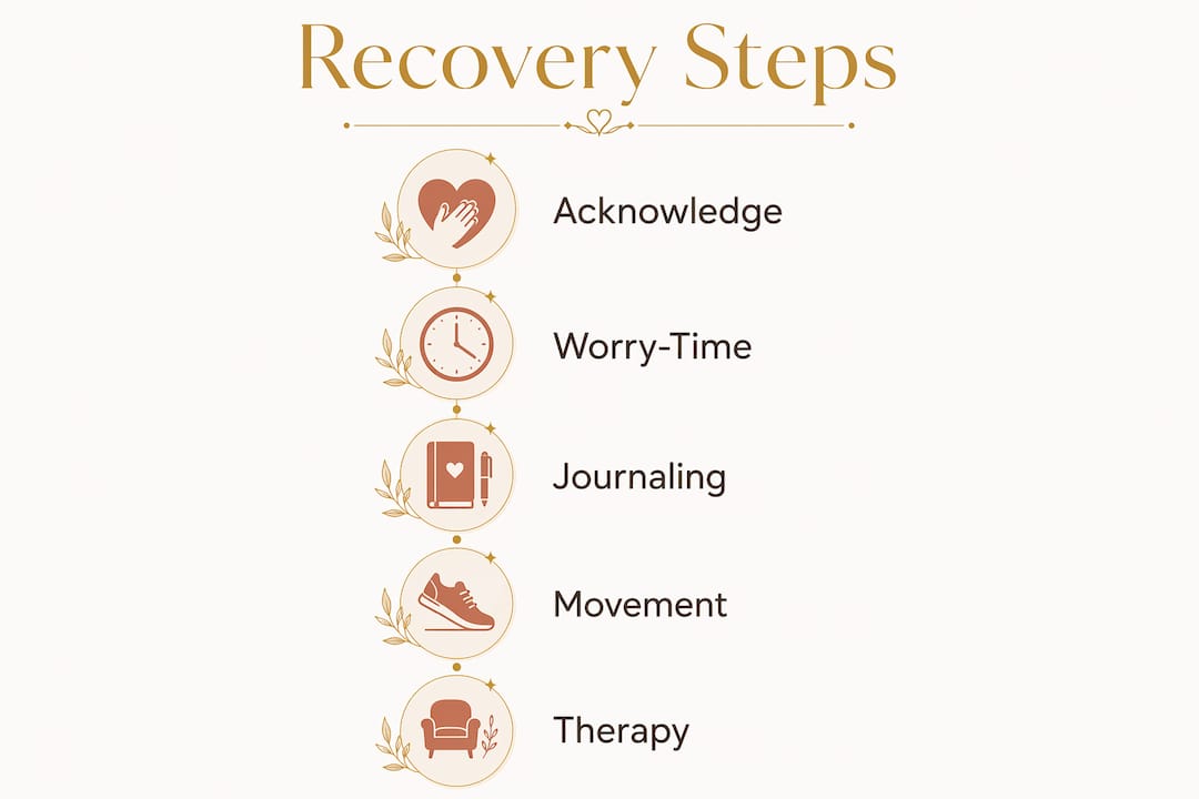 Infographic showing recovery steps after infidelity