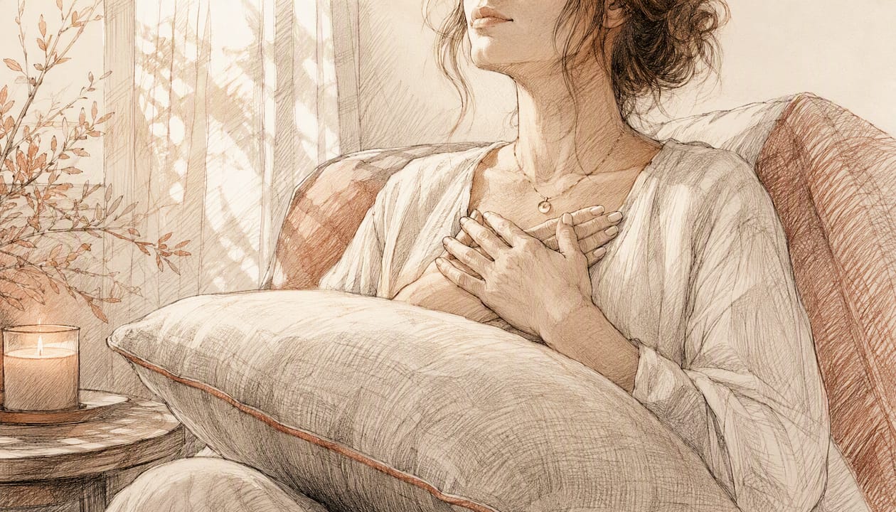 Woman practicing calming box breathing
