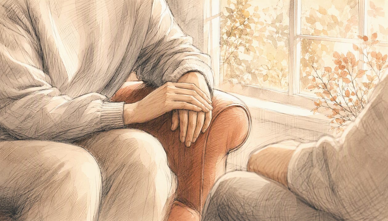 Watercolor hands and posture calming nonverbal cues