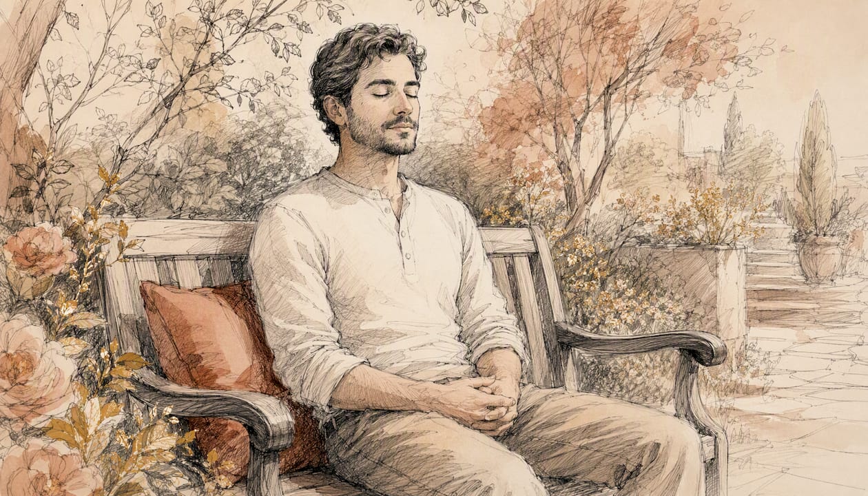 Pastel watercolor of a man calming defensiveness