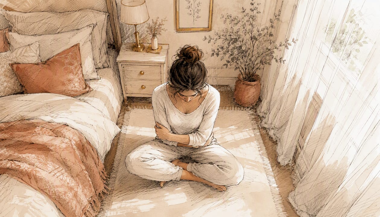 1786439618941 Woman quietly processing trauma in soft room