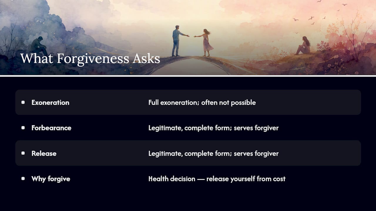 The Power of Forgiveness: Exploring Its Different Types and Their Transformative Impact 1 What forgiveness really asks of you — overview diagram
