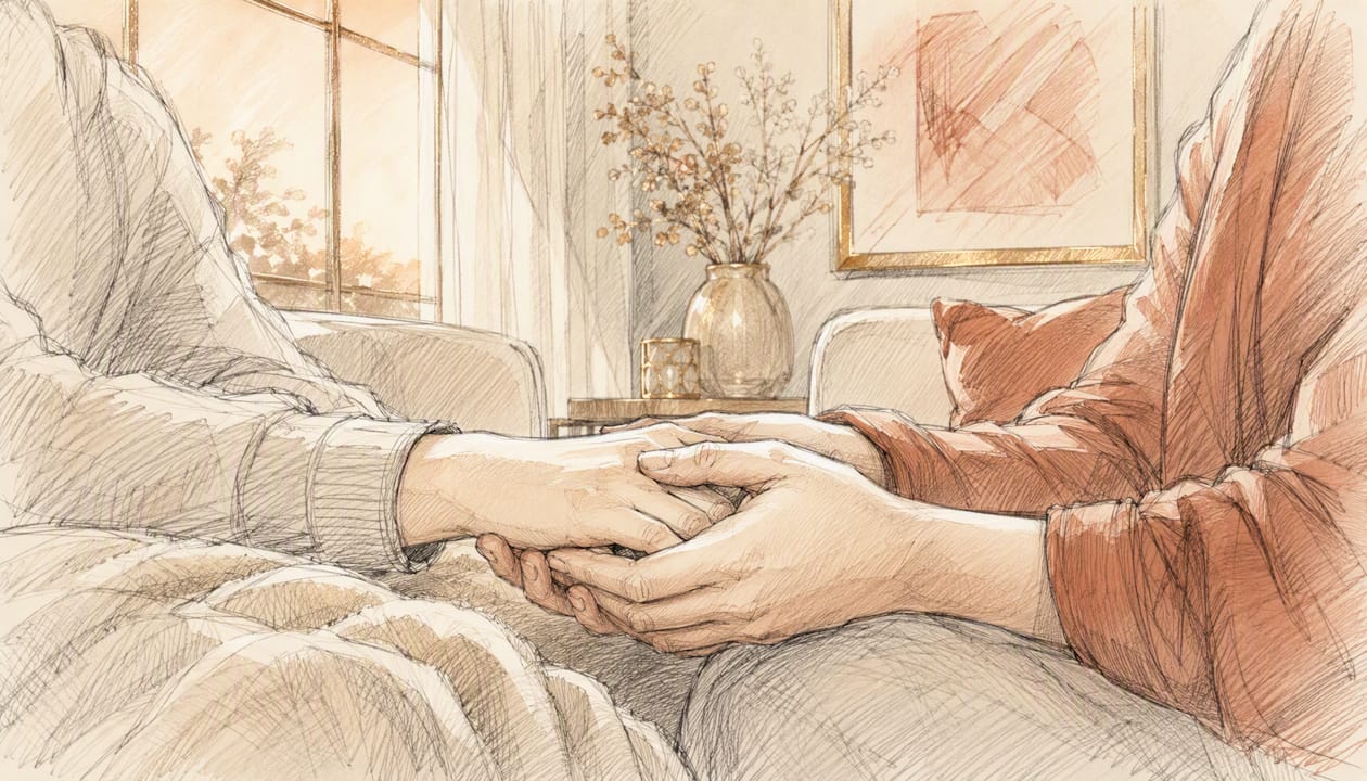 Trust-Building Exercises for Couples Healing From an Affair 2 Hands clasped gently in calming gesture watercolor