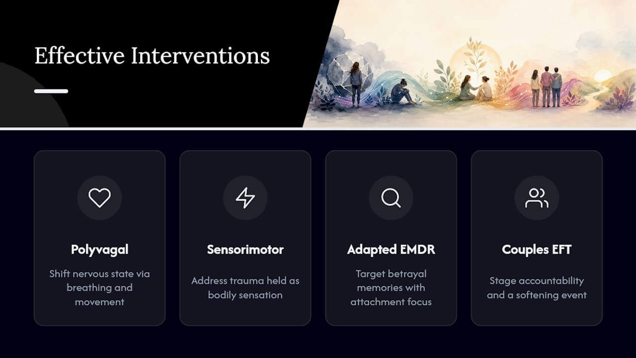 Which Interventions Actually Work Inside These Frameworks? — overview diagram