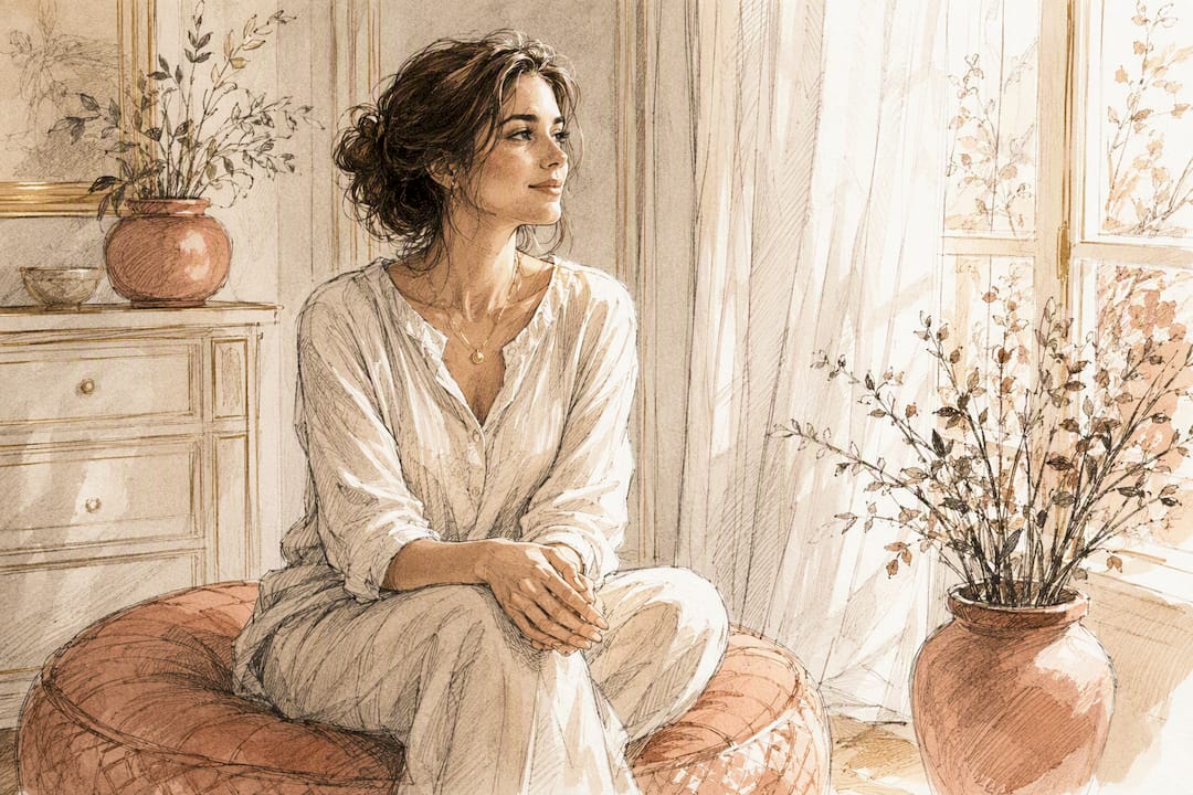Watercolor painting of woman reflecting on restored intimacy
