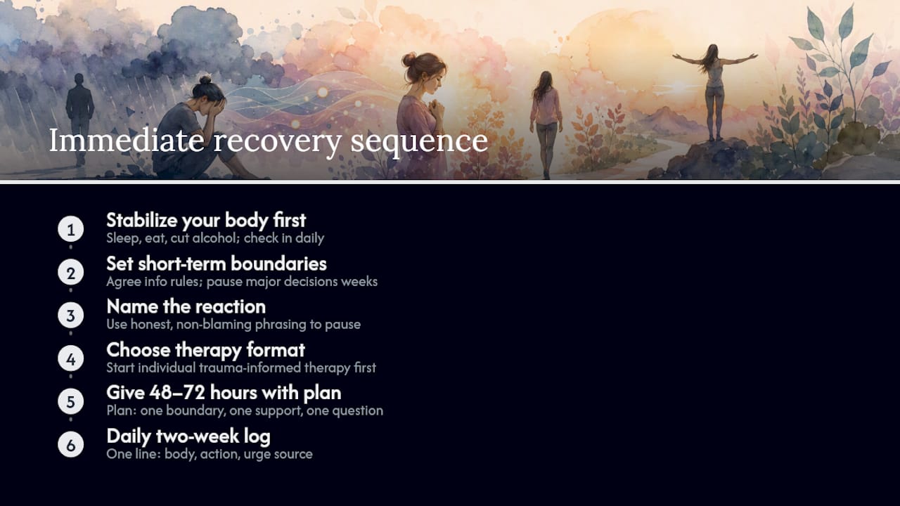 What to Do Right Now: Self-Care, Boundaries, and Getting Help — overview diagram